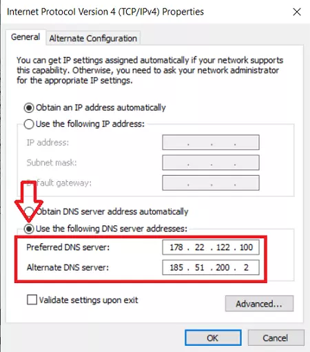 تغییر dns در ویندوز